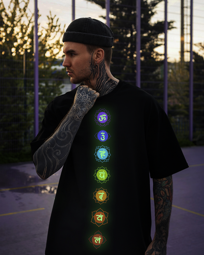 Chakra Energy Glow Tee - Radium Activated Spiritual T-Shirt