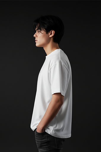 White Shiva Minimal Design Drop Shoulder T-Shirt